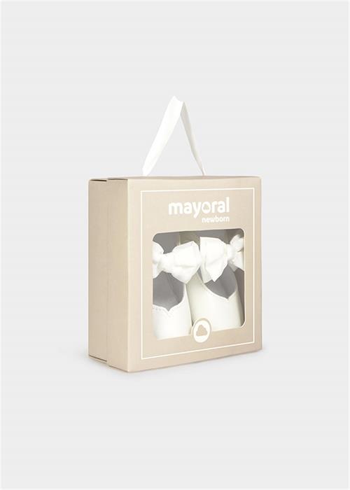 Mayoral Kız Bebek Yenidoğan Fiyonklu Patik Babet Ayakkabı Beyaz 9961