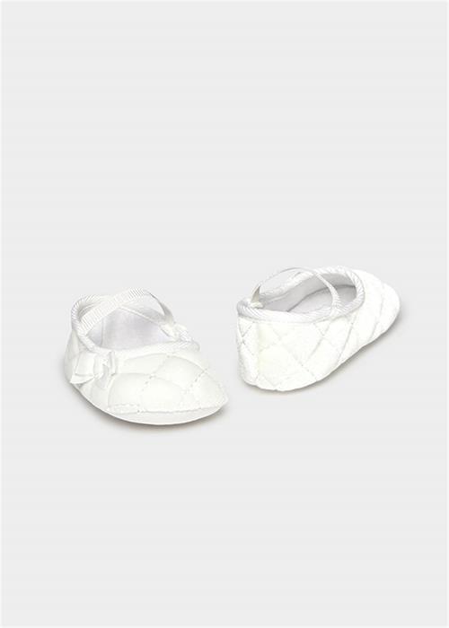 Mayoral Kız Bebek Yenidoğan Kadife Babet Ayakkabı Patik Beyaz 9964