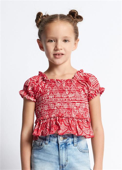 Mayoral Kız Çocuk Baskılı Bluz Kırmızı 3177