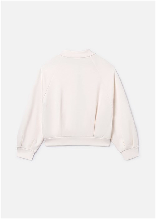 Mayoral Kız Çocuk Baskılı Fermuarlı Sweatshirt Ekru 6409