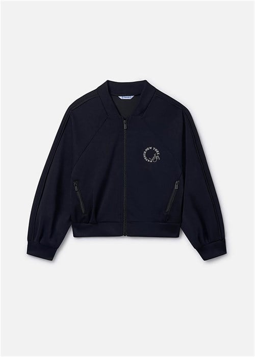 Mayoral Kız Çocuk Baskılı Fermuarlı Sweatshirt Siyah 6409