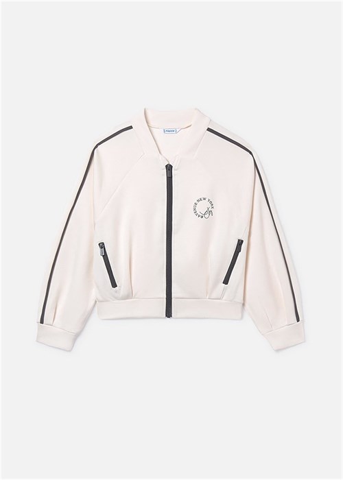 Mayoral Kız Çocuk Baskılı Fermuarlı Sweatshirt Ekru 6409