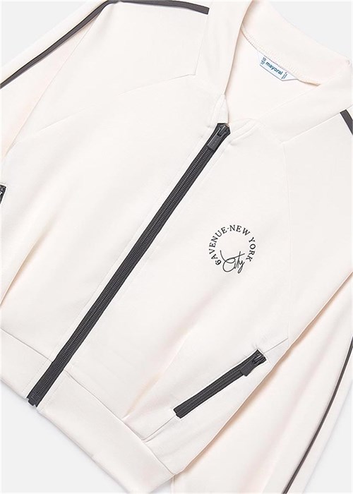 Mayoral Kız Çocuk Baskılı Fermuarlı Sweatshirt Ekru 6409