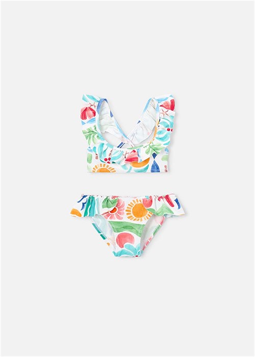 Mayoral Kız Çocuk Baskılı Fırfırlı Bikini Takımı Ekru 3734