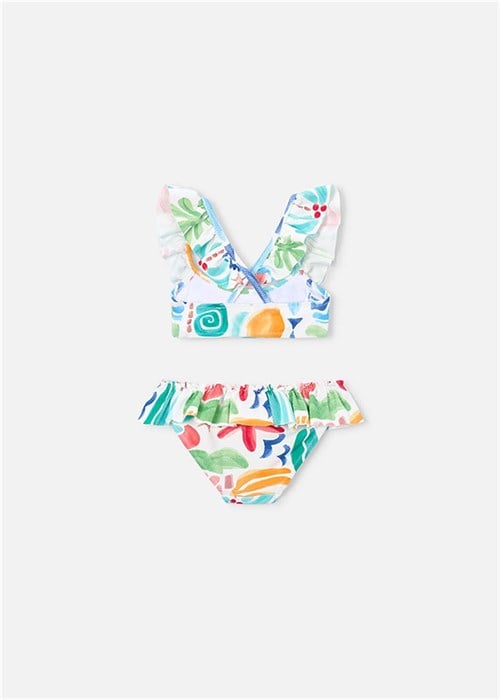 Mayoral Kız Çocuk Baskılı Fırfırlı Bikini Takımı Ekru 3734