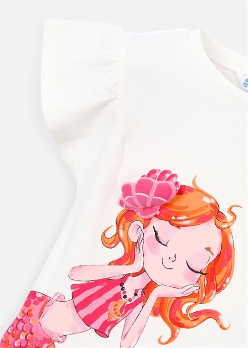 Mayoral Kız Çocuk Baskılı Fırfırlı Tişört Pembe 3007