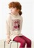 Mayoral Kız Çocuk Baskılı Kapüşonlu Sweatshirt Elbise Krem 4916