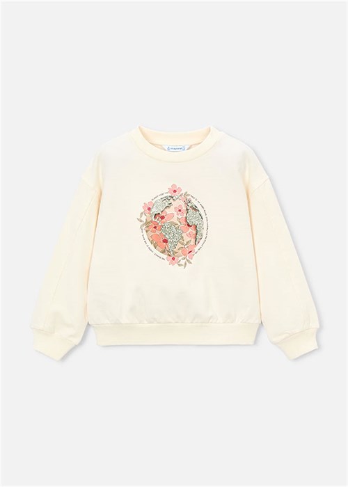 Mayoral Kız Çocuk Baskılı Sweatshirt Krem 3448