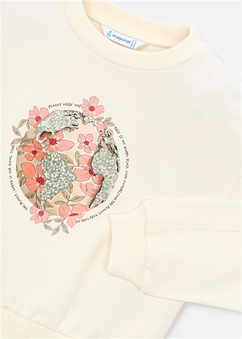 Mayoral Kız Çocuk Baskılı Sweatshirt Krem 3448