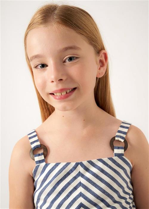 Mayoral Kız Çocuk Çizgili Kolsuz Bluz Mavi 6107