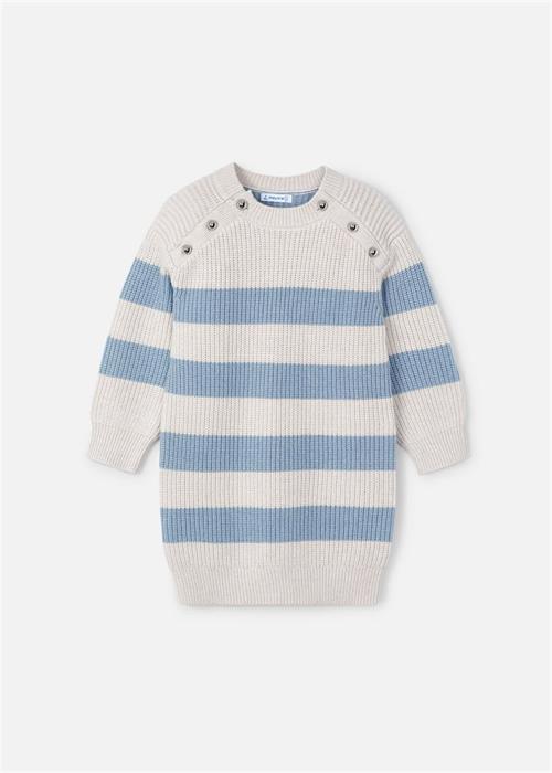 Mayoral Kız Çocuk Çizgili Triko Elbise Mavi 4924