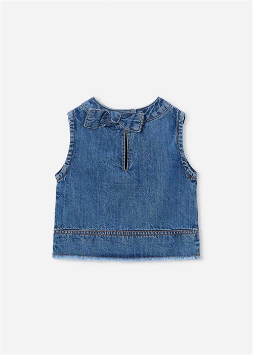Mayoral Kız Çocuk Denim Kolsuz Bluz Koyu Mavi 3030