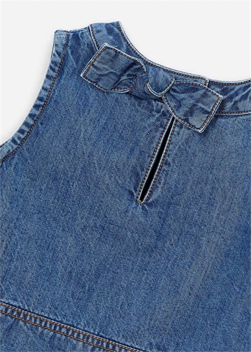 Mayoral Kız Çocuk Denim Kolsuz Bluz Koyu Mavi 3030