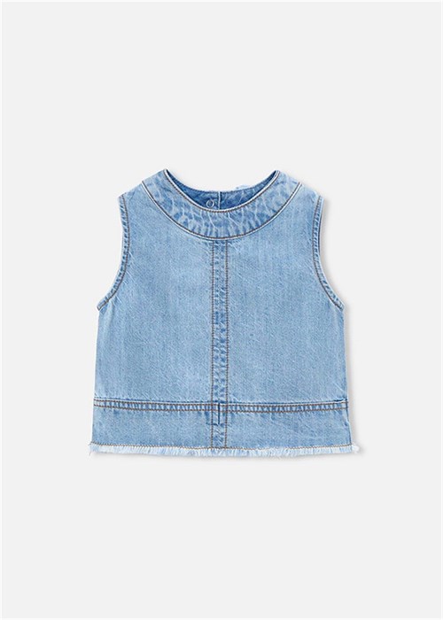Mayoral Kız Çocuk Denim Kolsuz Bluz Mavi 3030