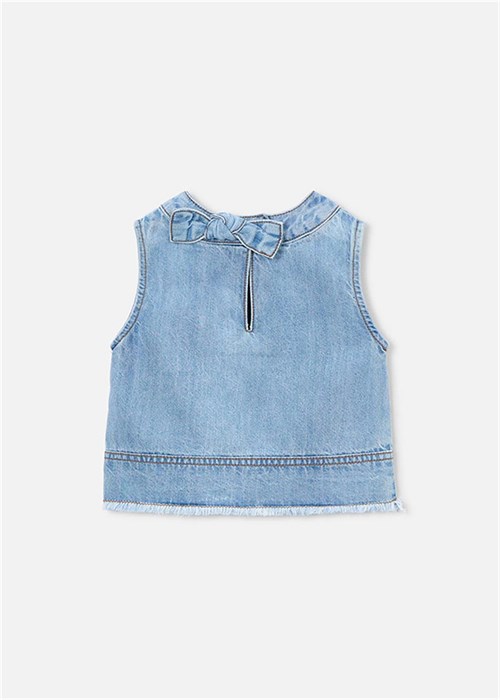Mayoral Kız Çocuk Denim Kolsuz Bluz Mavi 3030