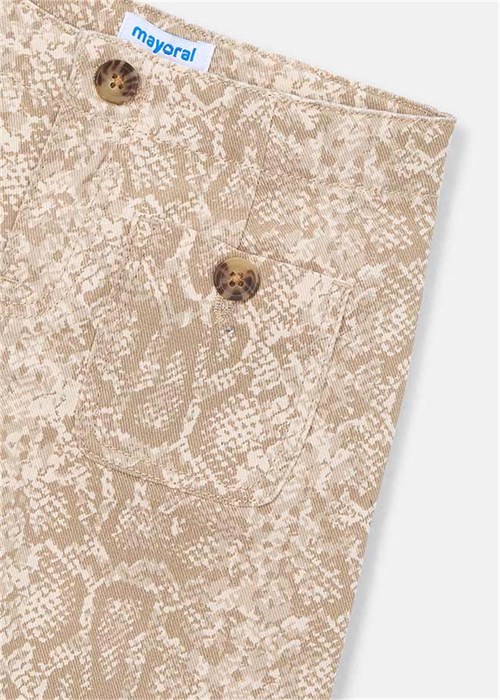 Mayoral Kız Çocuk Desenli Gabardin Bol Paça Pantolon Bej 3587