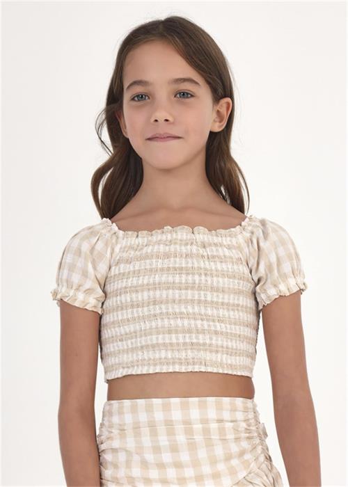 Mayoral Kız Çocuk Ekose Bluz Bej 6198