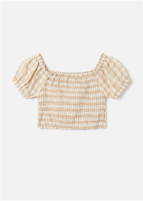 Mayoral Kız Çocuk Ekose Bluz Bej 6198