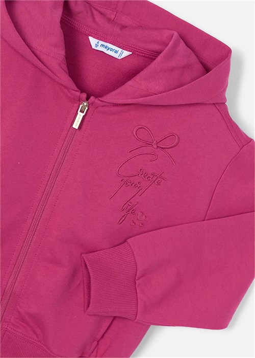 Mayoral Kız Çocuk Fermuarlı Kapüşonlu Sweatshirt Fuşya 3457