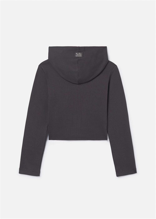 Mayoral Kız Çocuk Fermuarlı Kapüşonlu Sweatshirt Ceket Antrasit 6408
