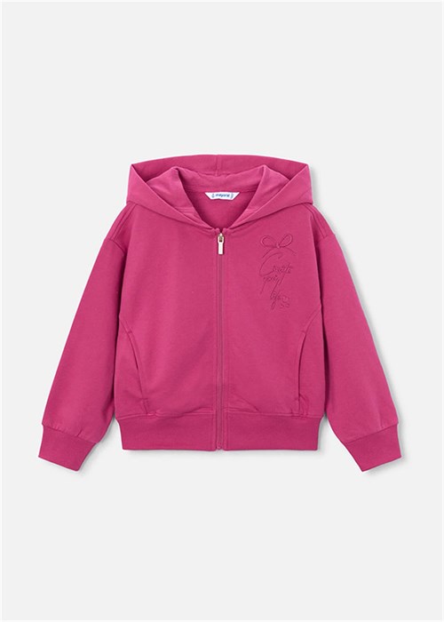 Mayoral Kız Çocuk Fermuarlı Kapüşonlu Sweatshirt Fuşya 3457