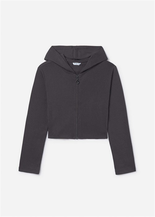 Mayoral Kız Çocuk Fermuarlı Kapüşonlu Sweatshirt Ceket Antrasit 6408