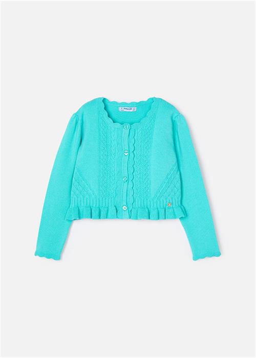 Mayoral Kız Çocuk Fırfırlı Ajurlu Hırka Yeşil 3354