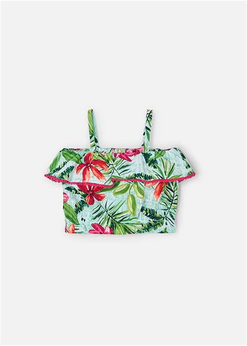 Mayoral Kız Çocuk Fırfırlı Bluz Turkuaz 3186