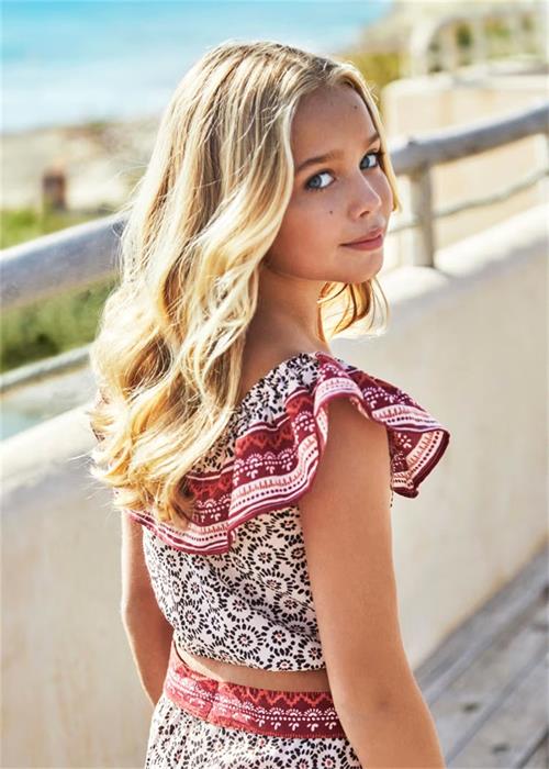 Mayoral Kız Çocuk Fırfırlı Desenli Üst Desenli 6024