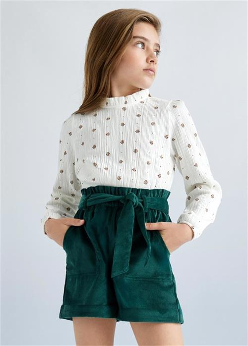 Mayoral Kız Çocuk Fitilli Kadife Şort Haki 7214