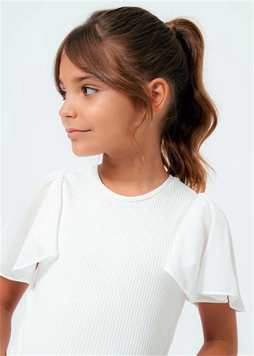 Mayoral Kız Çocuk Fitilli Tişört Krem 6004