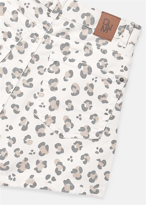 Mayoral Kız Çocuk Gabardin Leopar Desenli Şort Bej 6204