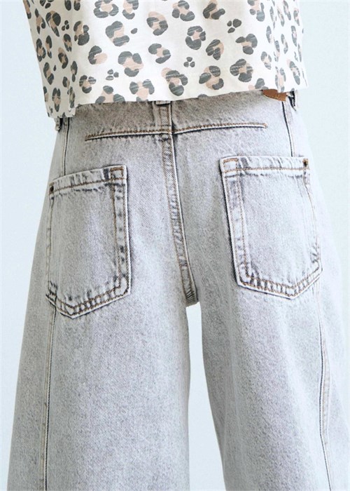 Mayoral Kız Çocuk Geniş Paça Denim Pantolon Gri 6552