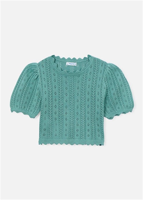 Mayoral Kız Çocuk Güpürlü Tişört Mint 3003