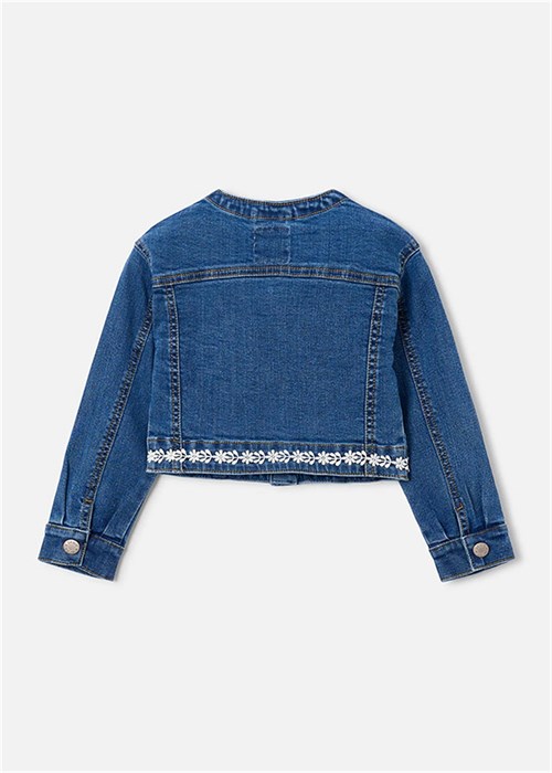 Mayoral Kız Çocuk İşlemeli Denim Ceket Mavi 3453