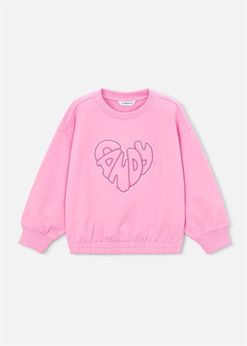 Mayoral Kız Çocuk İşlemeli Sweatshirt Pembe 3449