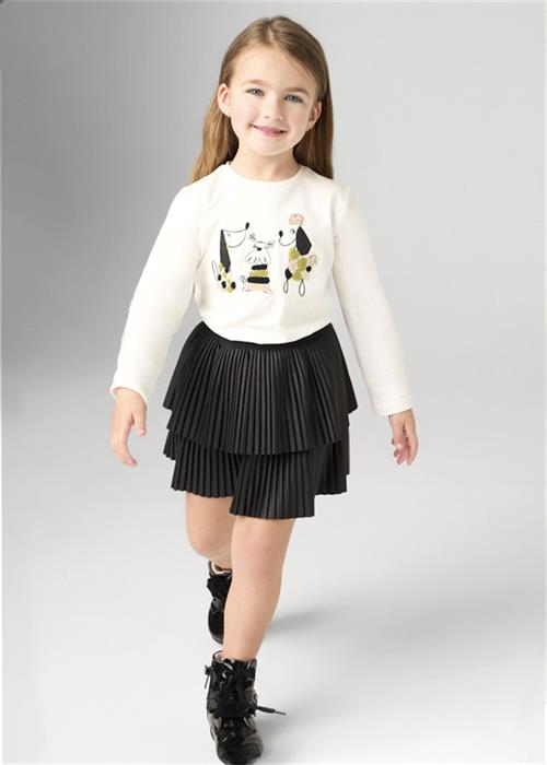 Mayoral Kız Çocuk İşlemeli Uzun Kollu Tişört Bej Yeşil 4070