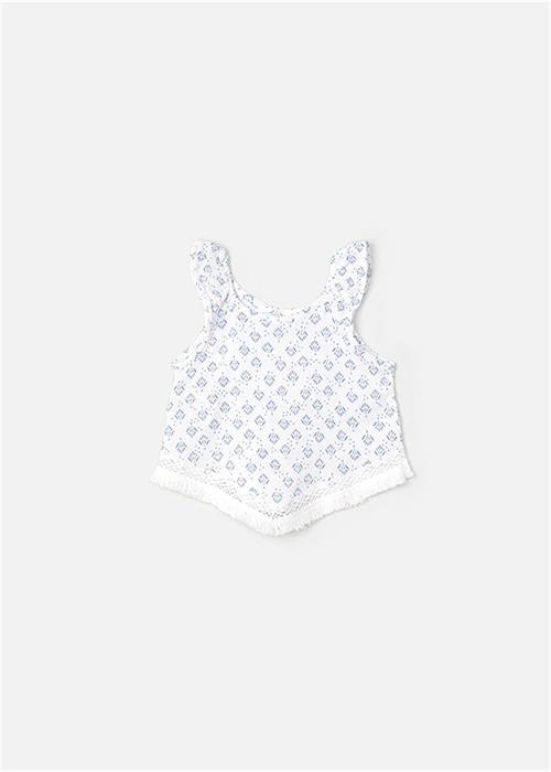 Mayoral Kız Çocuk Jakarlı Tişört Beyaz 3095