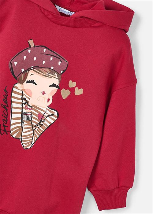 Mayoral Kız Çocuk Kapşonlu Peluş Polar Elbise Kırmızı 4928