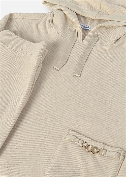 Mayoral Kız Çocuk Kapüşonlu Sweatshirt Alt Takım Bej 7531
