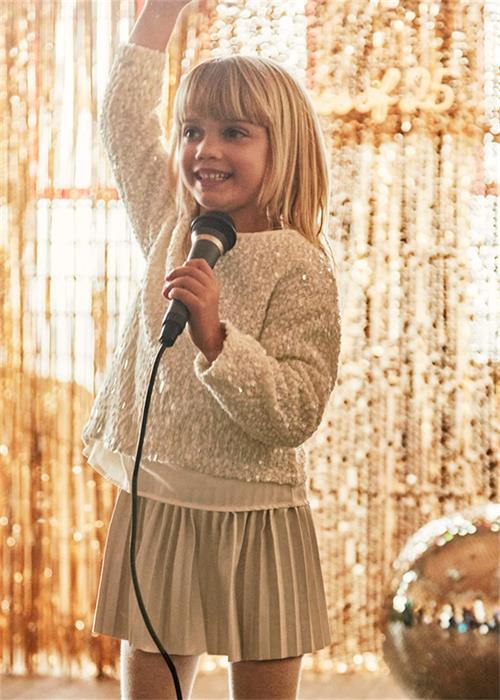 Mayoral Kız Çocuk Kombine Pullu  Elbise Bej 4925