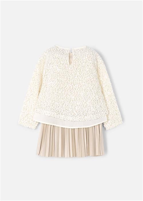 Mayoral Kız Çocuk Kombine Pullu  Elbise Bej 4925