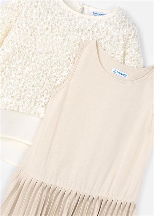 Mayoral Kız Çocuk Kombine Pullu  Elbise Bej 4925