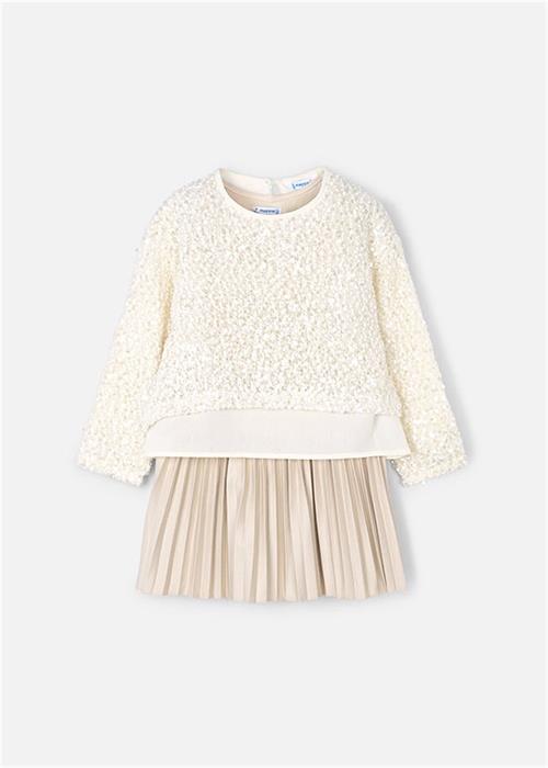 Mayoral Kız Çocuk Kombine Pullu  Elbise Bej 4925