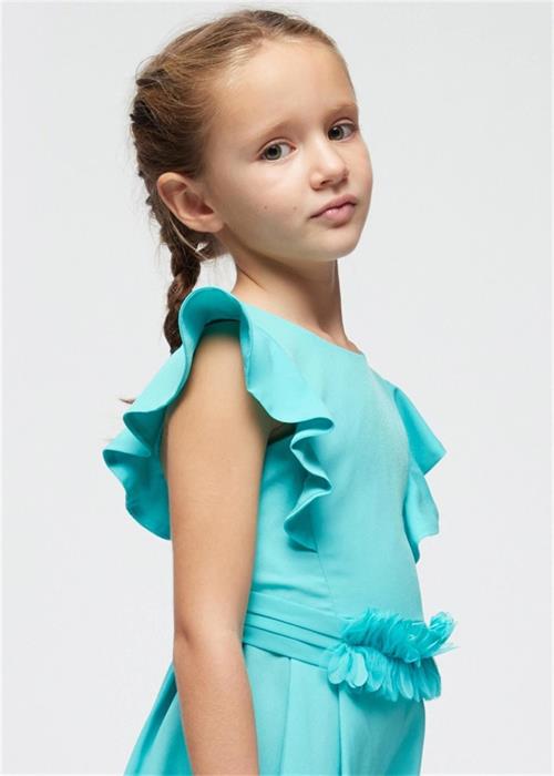 Mayoral Kız Çocuk Krep Kuşaklı Tulum Turkuaz 3857