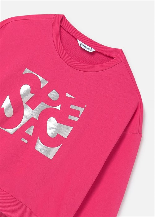Mayoral Kız Çocuk Metalik Desenli Sweatshirt Pembe 6402