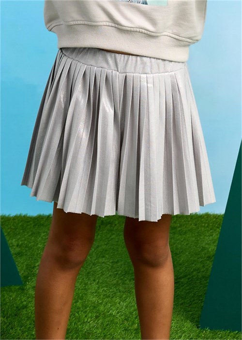 Mayoral Kız Çocuk Pileli Simli Şort Etek Gri 3907
