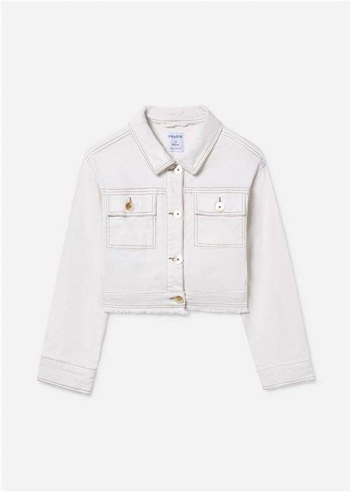 Mayoral Kız Çocuk Püsküllü Denim Ceket Krem 6407