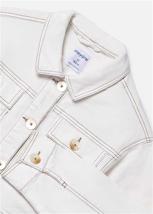 Mayoral Kız Çocuk Püsküllü Denim Ceket Krem 6407