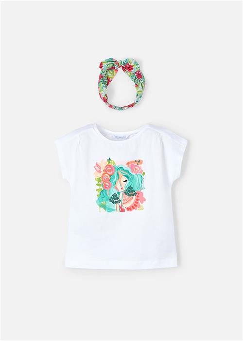Mayoral Kız Çocuk Saç Bantlı Tişört Beyaz 3009